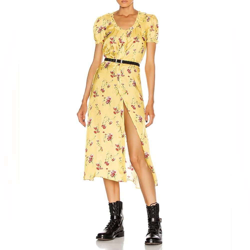 R13 Button Front Midi Dress Silk